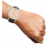 Emporio Armani Classic Chronograph Cream Dial Brown Leather Strap Watch For Men - AR1878 Buy Now By Emporio Armani