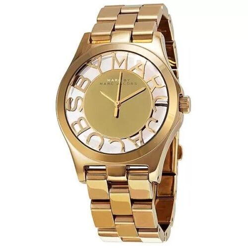 Marc Jacobs Henry Transparent Gold Dial Gold Steel Strap Watch for Women - MBM3206 Buy Now By Marc Jacobs