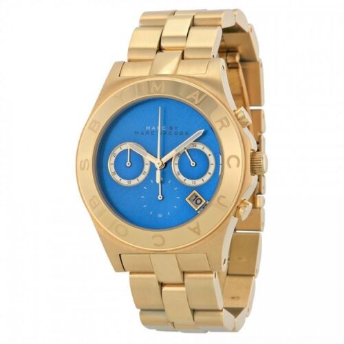 Marc Jacobs Blade Chronograph Blue Dial Gold Steel Strap Watch for Women - MBM3307 Buy Now By Marc Jacobs