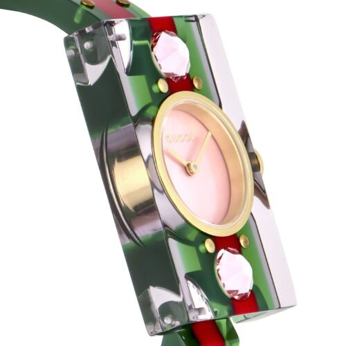 Gucci Vintage Web Pink Mother of Pearl Dial Two Tone Plastic Strap Watch For Women - YA143525 Buy Now By Gucci