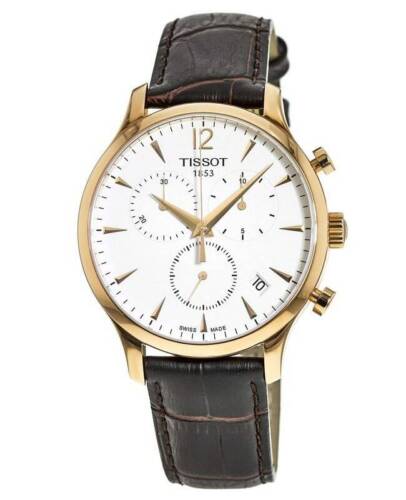 Tissot T Classic Tradition Chronograph White Dial Brown Leather Strap Watch For Men - T063.617.36.037.00 Buy Now By Tissot