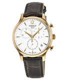 Tissot T Classic Tradition Chronograph White Dial Brown Leather Strap Watch For Men - T063.617.36.037.00 Buy Now By Tissot