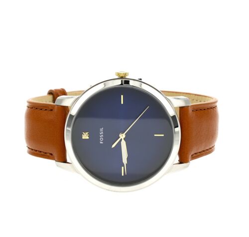 Fossil The Minimalist 3H Blue Dial Brown Leather Strap Watch for Men - FS5499 Buy Now By Fossil