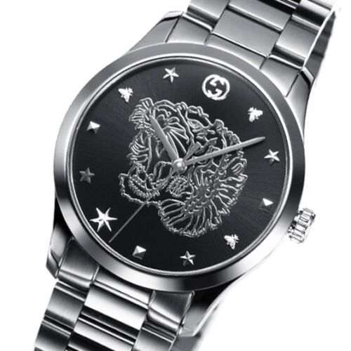 Gucci G Timeless Diamonds Black Dial Silver Steel Strap Watch For Women - YA1264125 Buy Now By Gucci