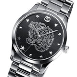 Gucci G Timeless Diamonds Black Dial Silver Steel Strap Watch For Women - YA1264125 Buy Now By Gucci