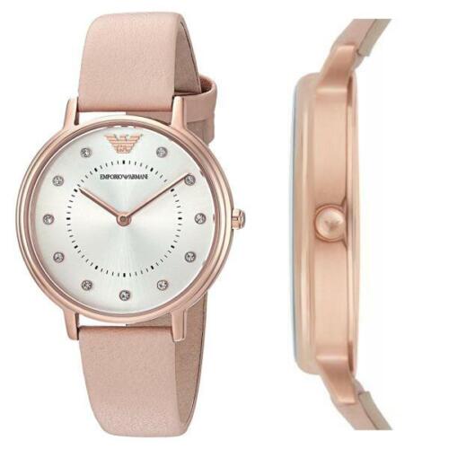 Emporio Armani Kappa Rose Gold & White Dial Beige Nude Leather Strap Watch For Women - AR2510 Buy Now By Emporio Armani