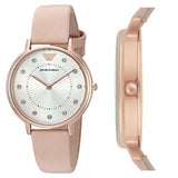 Emporio Armani Kappa Rose Gold & White Dial Beige Nude Leather Strap Watch For Women - AR2510 Buy Now By Emporio Armani