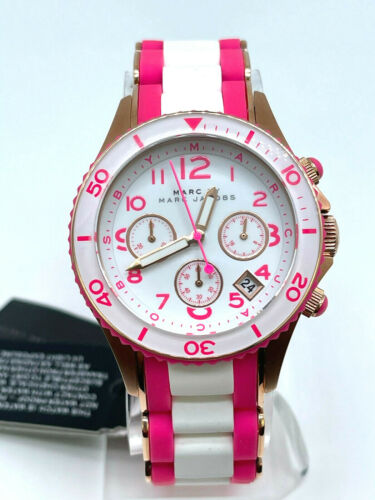 Marc Jacobs Rock Chronograph White Dial Two Tone Silicone Strap Watch for Women - MBM2593 Buy Now By Marc Jacobs