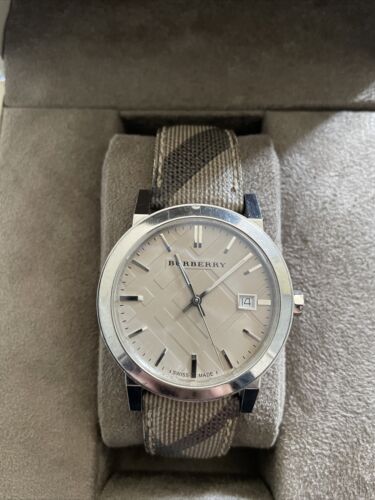 Burberry The City Beige Dial Chequered Brown Leather Strap Watch for Women - BU9029 Buy Now By Burberry