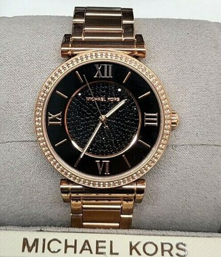 Michael Kors Catlin Black Diamonds Dial Rose Gold Steel Strap Watch for Women - MK3356 Buy Now By Michael Kors