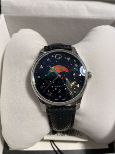 Gucci G-Timeless Moonphase Black Dial Black Leather Strap Watch For Men - YA1264045 Buy Now By Gucci