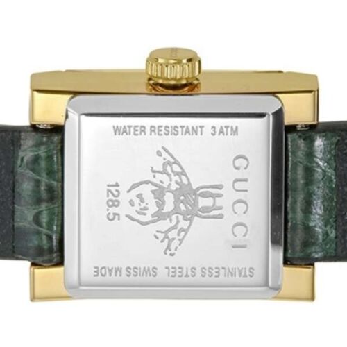 Gucci G Frame Double Mother of Pearl Dial Green Leather Strap Watch For Women - YA128525 Buy Now By Gucci