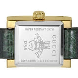 Gucci G Frame Double Mother of Pearl Dial Green Leather Strap Watch For Women - YA128525 Buy Now By Gucci