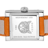 Gucci G-Frame Square Mother of Pearl Orange Dial Orange Leather Strap Watch For Women - YA128532 Buy Now By Gucci