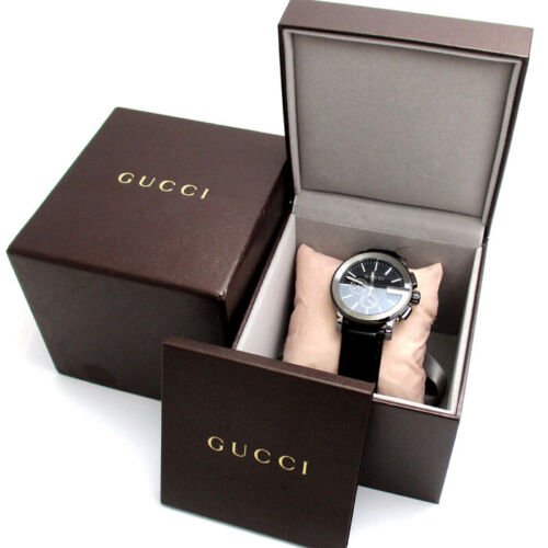Gucci G Chrono Black Dial Black Leather Strap Watch For Men - YA101205 Buy Now By Gucci