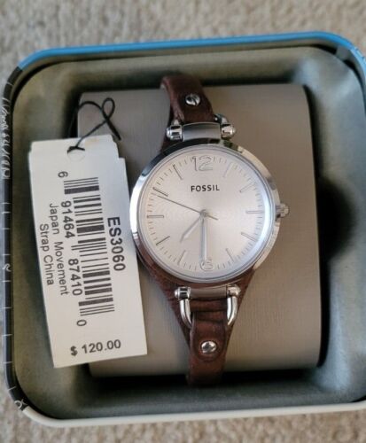Fossil Georgia White Dial Brown Leather Strap Watch for Women - ES3060 Buy Now By Fossil