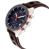 Tissot PRS 516 Chronograph Blue Dial Brown Leather Strap Watch For Men - T100.417.16.041.00 Buy Now By Tissot