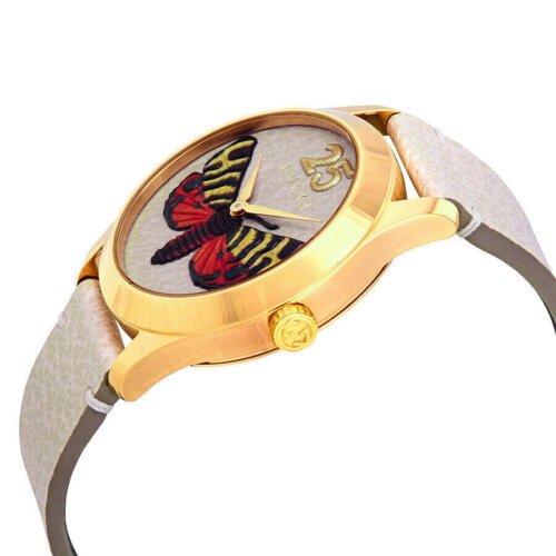 Gucci G Timeless Butterfly White Dial White Leather Strap Watch For Women - YA1264062 Buy Now By Gucci