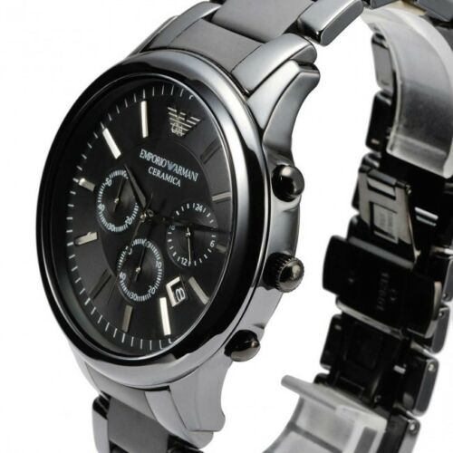 Emporio Armani Ceramica Chronograph Black Dial Black Steel Strap Watch For Men - AR1451 Buy Now By Emporio Armani