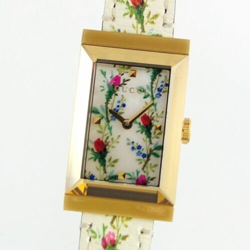 Gucci G-Frame Floral Mother of Pearl Dial White Leather Strap Watch For Women - YA147407 Buy Now By Gucci