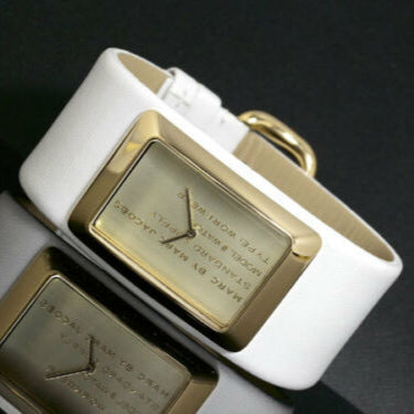 Marc Jacobs Champagne Dial White Leather Strap Watch for Women - MBM2043 Buy Now By Marc Jacobs