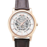 Emporio Armani Meccanico Silver Skeleton Dial Brown Leather Strap Watch For Men - AR1983 Buy Now By Emporio Armani