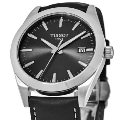 Tissot Gentleman Black Dial Black Leather Strap Watch For Men - T127.410.16.051.00 Buy Now By Tissot