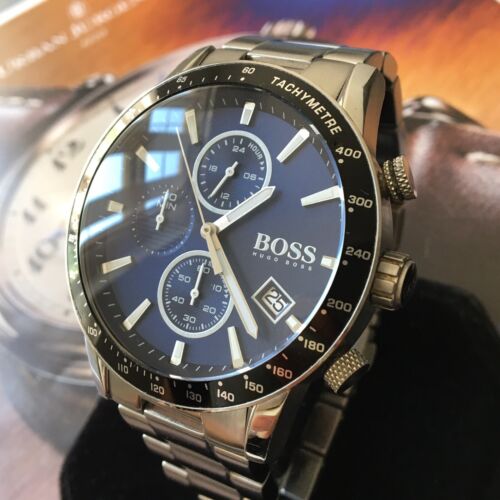 Hugo Boss Rafale Quartz Blue Dial Silver Steel Strap Watch for Men - 1513510 Buy Now By Hugo Boss