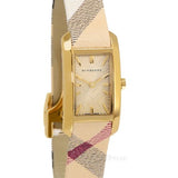Burberry Pioneer Gold Dial Haymarket Beige Leather Strap Watch for Women - BU9509 Buy Now By Burberry