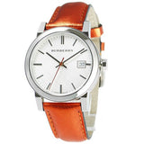 Burberry The City Silver Dial Orange Leather Strap Watch for Women - BU9121 Buy Now By Burberry