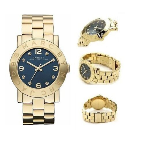 Marc Jacobs Amy Blue Dial Gold Steel Strap Watch for Women - MBM3166 Buy Now By Marc Jacobs
