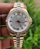 Bulova Crystal Collection Silver Dial Rose Gold Steel Strap Watch for Women - 98L229 Buy Now By Bulova