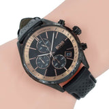 Hugo Boss Grand Prix Chronograph Black Dial Black Leather Strap Watch for Men - 1513550 Buy Now By Hugo Boss