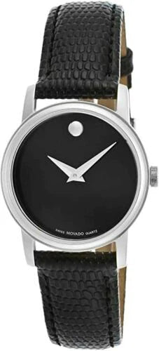 Movado Museum Black Dial Black Leather Strap Watch For Women - 2100004 Buy Now By Movado