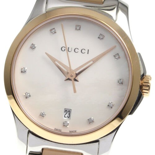 Gucci G Timeless Diamonds Mother of Pearl Dial Two Tone Steel Strap Watch For Women - YA126544 Buy Now By Gucci