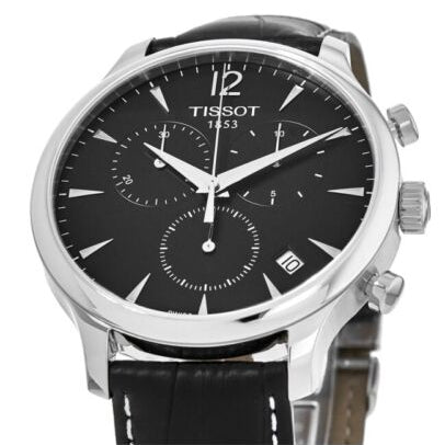 Tissot T Classic Tradition Chronograph Black Dial Black Leather Strap Watch For Men - T063.617.16.057.00 Buy Now By Tissot