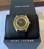 Marc Jacobs Tether Black Dial Black Leather Strap Watch for Women - MBM1376 Buy Now By Marc Jacobs