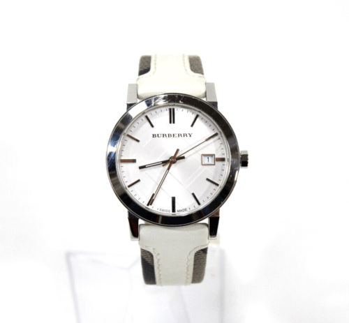 Burberry The City Silver Dial White Leather Strap Watch for Women - BU9019 Buy Now By Burberry