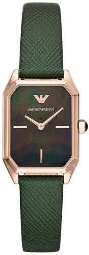 Emporio Armani Gioia Analog Black Mother of Pearl Dial Green Leather Strap Watch For Women - AR11149 Buy Now By Emporio Armani