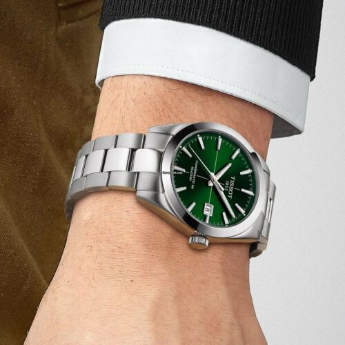 Tissot Gentleman Powermatic 80 Silicium Green Dial Silver Steel Strap Watch For Men - T127.407.11.091.01 Buy Now By Tissot