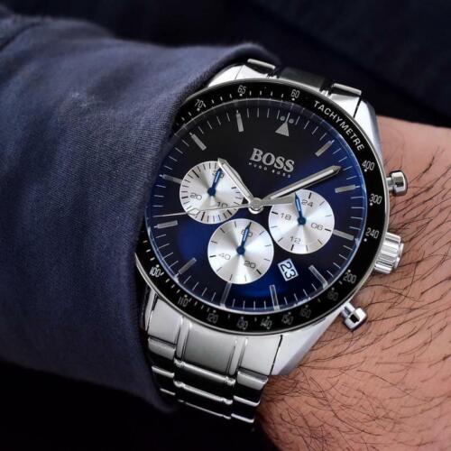 Hugo Boss Chronograph Blue Dial Silver Steel Strap Watch for Men - 1513630 Buy Now By Hugo Boss