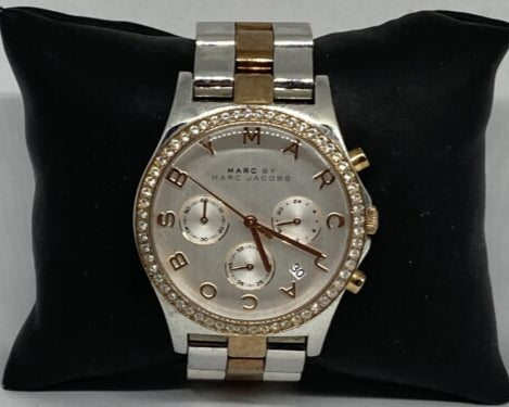 Marc Jacobs Henry Chronograph Silver Dial Two Tone Steel Strap Watch for Women - MBM3106 Buy Now By Marc Jacobs