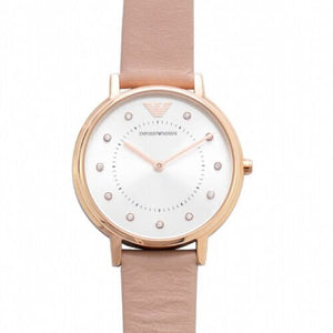 Emporio Armani Kappa Rose Gold & White Dial Beige Nude Leather Strap Watch For Women - AR2510 Buy Now By Emporio Armani