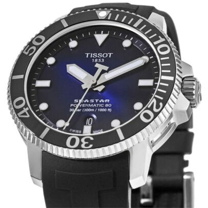 Tissot Seastar 1000 Powermatic 80 Blue Dial Black Rubber Strap Watch For Men - T120.407.17.041.00 Buy Now By Tissot