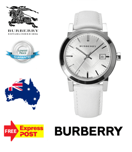 Burberry The City White Dial White Leather Strap Watch for Women - BU9128 Buy Now By Burberry