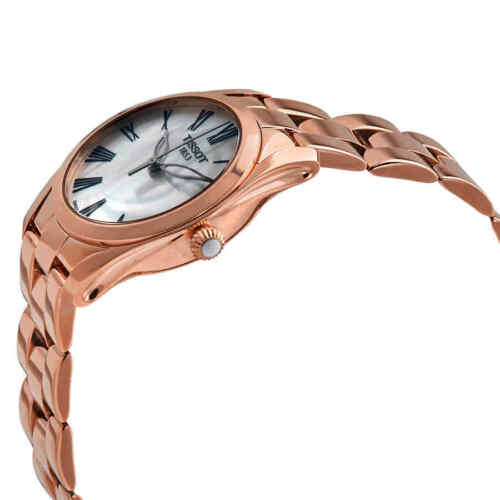 Tissot T Wave Mother of Pearl Dial Rose Gold Steel Strap Watch For Women - T112.210.33.113.00 Buy Now By Tissot