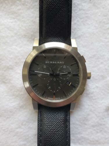 Burberry The City Grey Dial Black Leather Strap Watch for Men - BU9362 Buy Now By Burberry