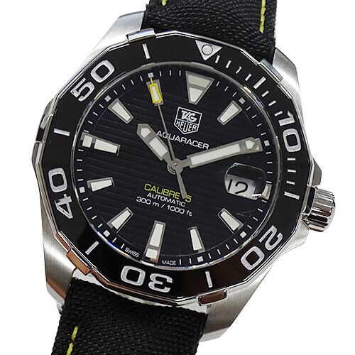 Tag Heuer Aquaracer Calibre 5 Automatic Black Dial Black Nylon Strap Watch for Men - WAY211A.FC6362 Buy Now By Tag Heuer