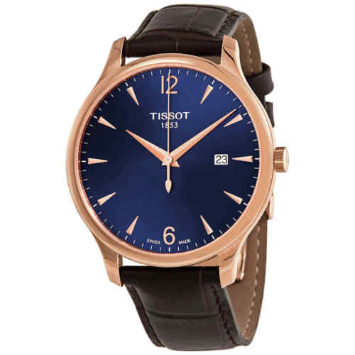 Tissot T Classic Tradition Blue Dial Brown Leather Strap Watch For Men - T063.610.36.047.00 Buy Now By Tissot