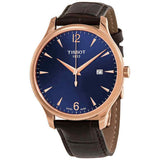 Tissot T Classic Tradition Blue Dial Brown Leather Strap Watch For Men - T063.610.36.047.00 Buy Now By Tissot